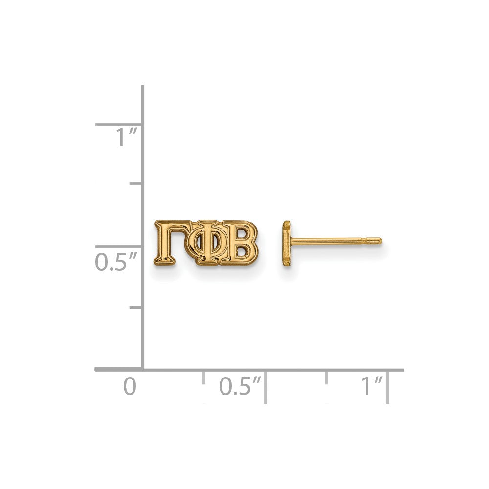Gold Plated Sterling Silver Logoart Gamma Phi Beta Sorority Greek Letters Extra Small Post Earrings