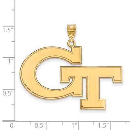 Gold Plated Sterling Silver Logoart Georgia Institute Of Technology G T Extra Large Pendant