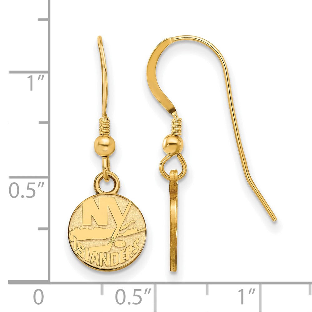 Gold Plated Sterling Silver Nhl Logoart New York Islanders Extra Small Dangle Wire Earrings
