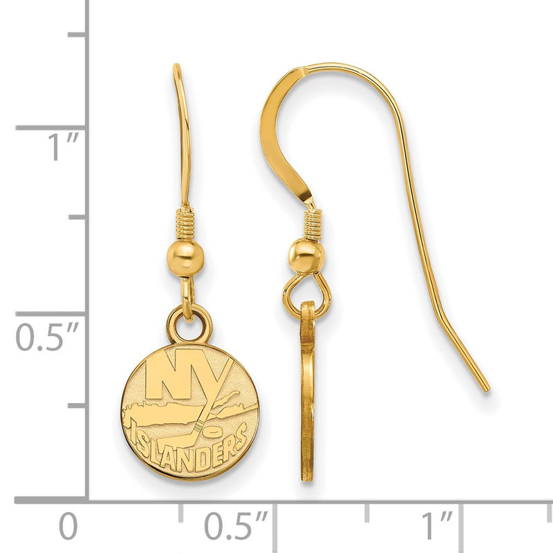 Gold Plated Sterling Silver Nhl Logoart New York Islanders Extra Small Dangle Wire Earrings