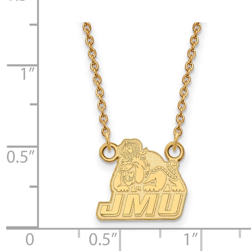 Gold Plated Sterling Silver Logoart James Madison University Small Pendant 18 Inch Necklace