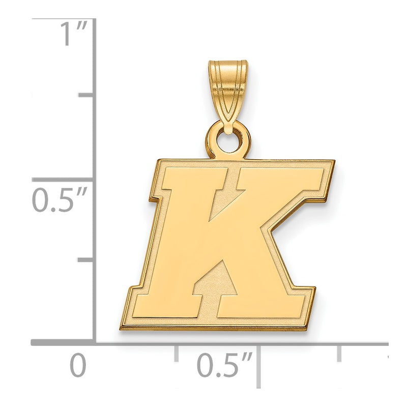 Gold Plated Sterling Silver Logoart Kent State University Letter K Small Pendant