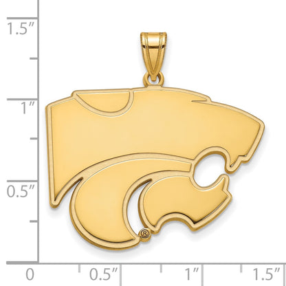 Gold Plated Sterling Silver Logoart Kansas State University Wildcat Extra Large Pendant