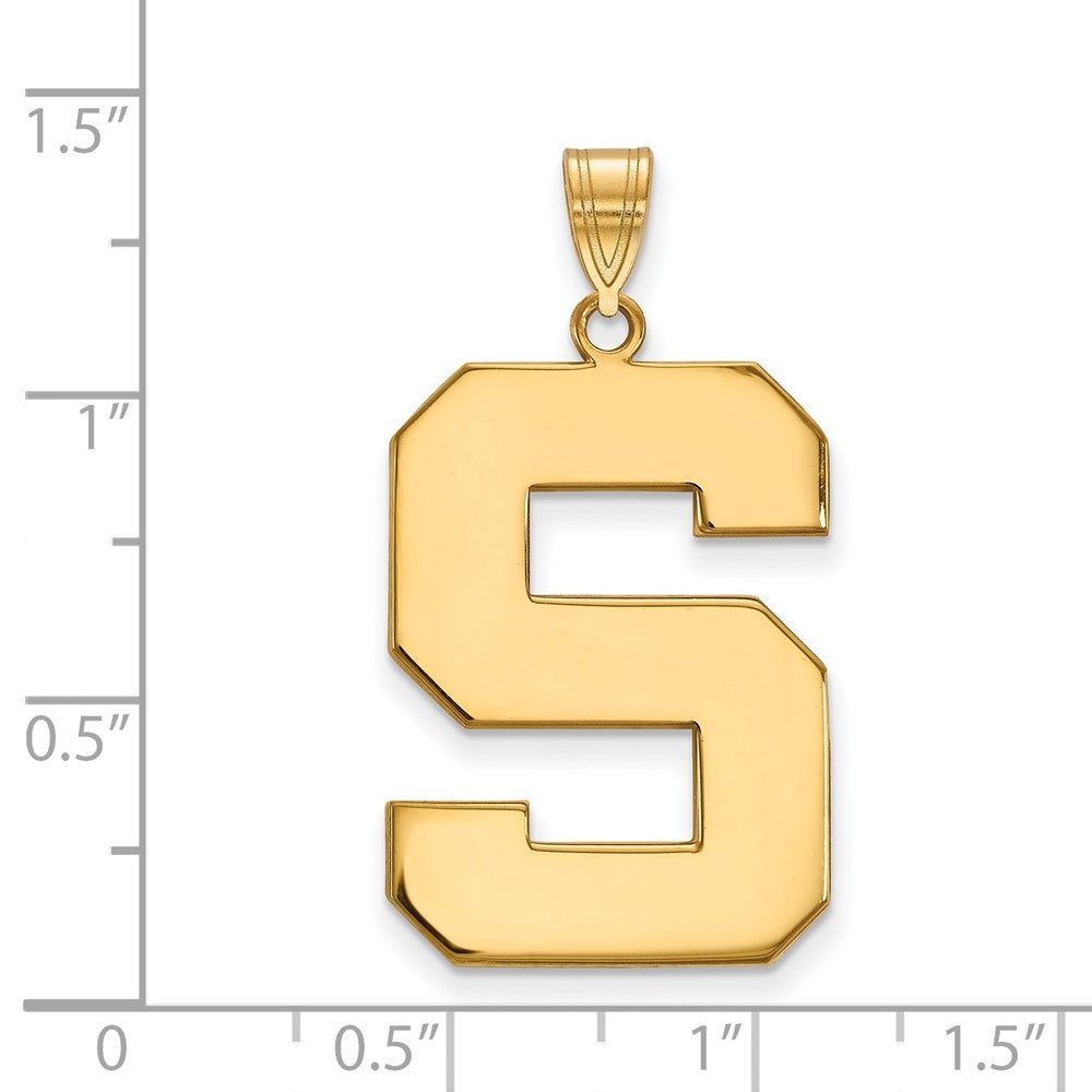 14K Yellow Gold Logoart Michigan State University Letter S Extra Large Pendant