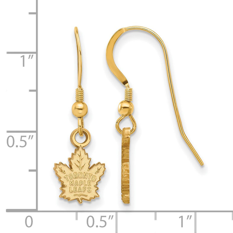 Gold Plated Sterling Silver Nhl Logoart Toronto Maple Leafs Extra Small Dangle Earrings