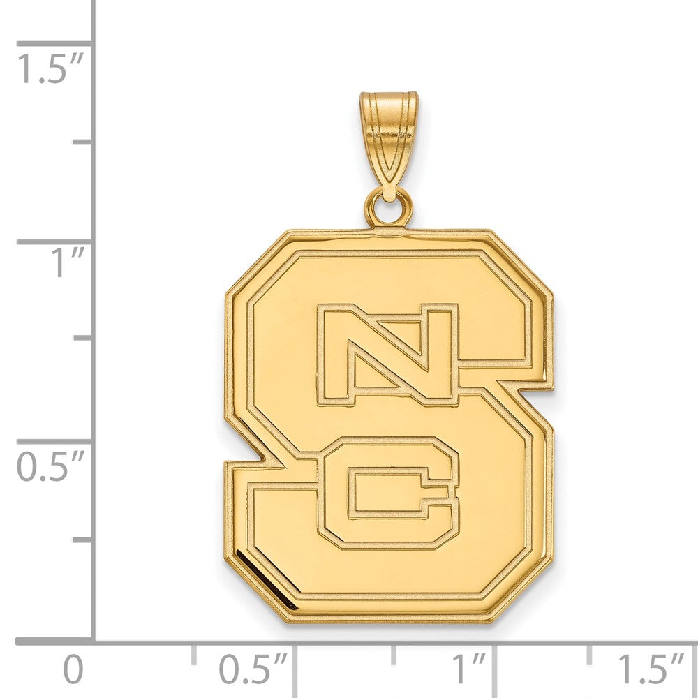 Gold Plated Sterling Silver Logoart North Carolina State University N C S Extra Large Pendant