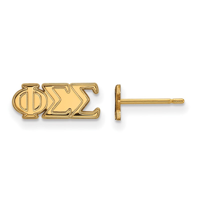 Gold Plated Sterling Silver Logoart Phi Sigma Sorority Greek Letters Extra Small Post Earrings