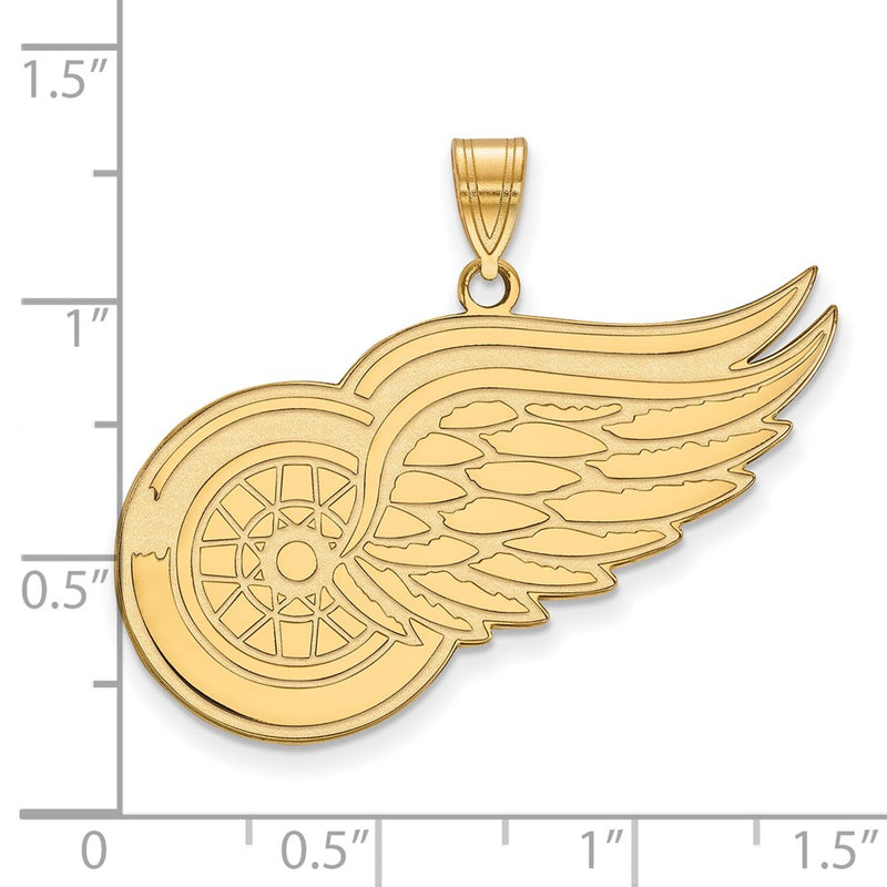 Gold Plated Sterling Silver Nhl Logoart Detroit Red Wings Extra Large Pendant