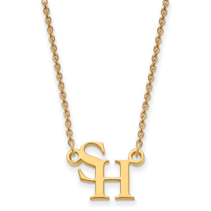 Gold Plated Sterling Silver Logoart Sam Houston State University Small Pendant 18 Inch Necklace