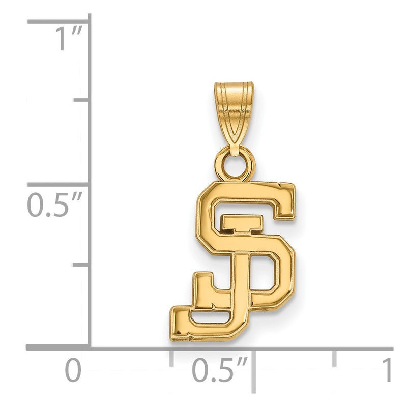 Gold Plated Sterling Silver Logoart San Jose State University S J Small Pendant