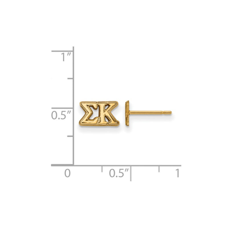 Gold Plated Sterling Silver Logoart Sigma Kappa Sorority Greek Letters Extra Small Post Earrings