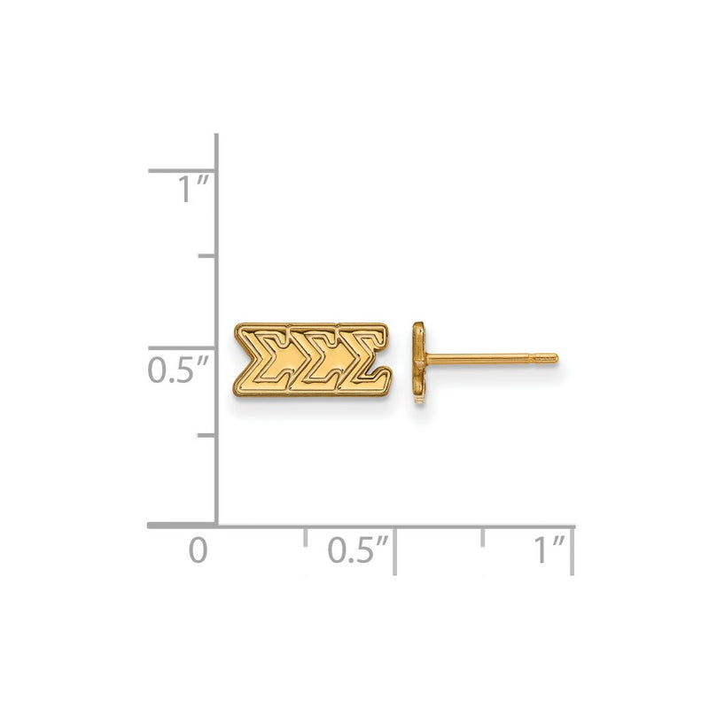 Gold Plated Sterling Silver Logoart Sigma Sorority Greek Letters Extra Small Post Earrings