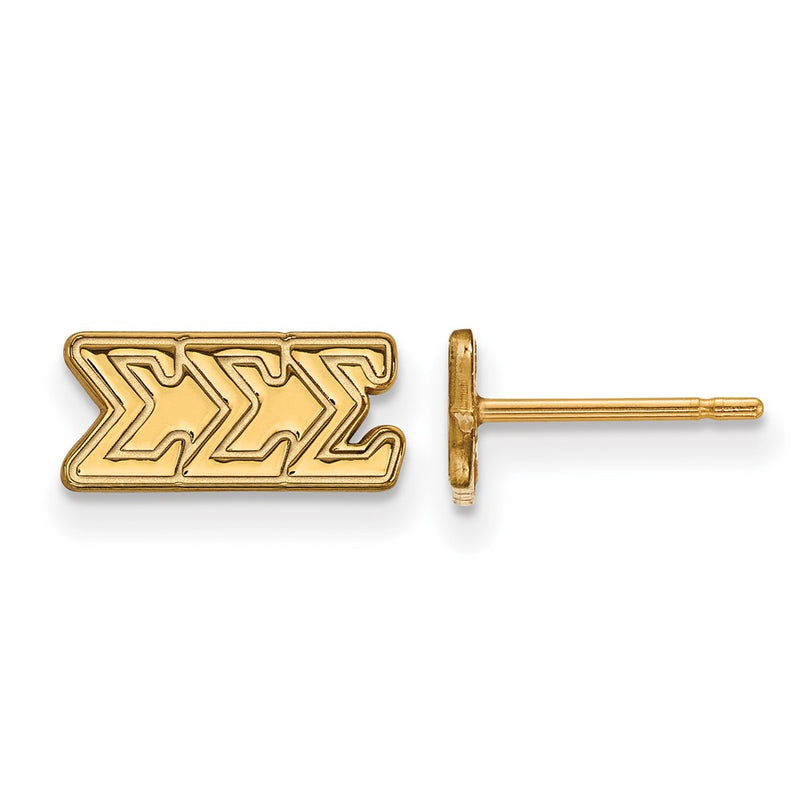 Gold Plated Sterling Silver Logoart Sigma Sorority Greek Letters Extra Small Post Earrings