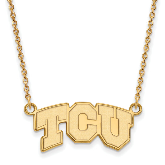10K Yellow Gold Logoart Texas Christian University T C U Small Pendant 18 Inch Necklace