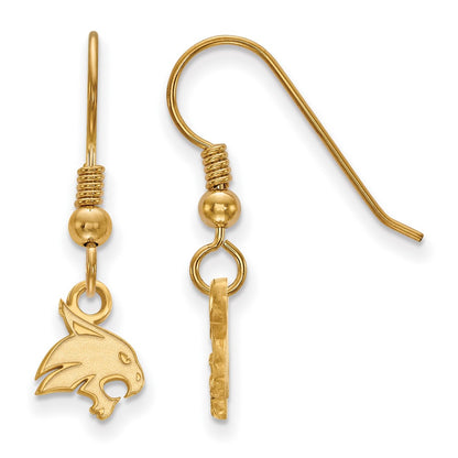 Gold Plated Sterling Silver Logoart Texas State University Bobcat Extra Small Dangle Wire Earrings