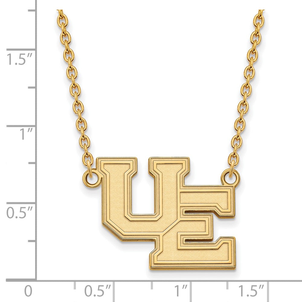 Gold Plated Sterling Silver Logoart University Of Evansville Purple Aces Large Pendant 18 Inch Necklace