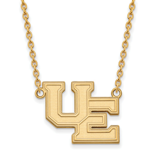 10K Yellow Gold Logoart University Of Evansville Purple Aces Large Pendant 18 Inch Necklace