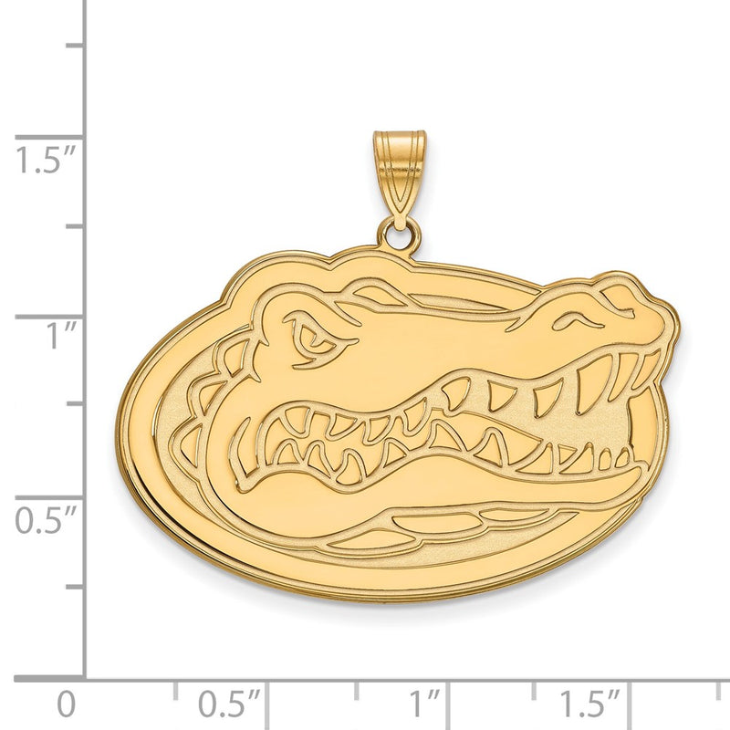 Gold Plated Sterling Silver Logoart University Of Florida Gator Extra Large Pendant