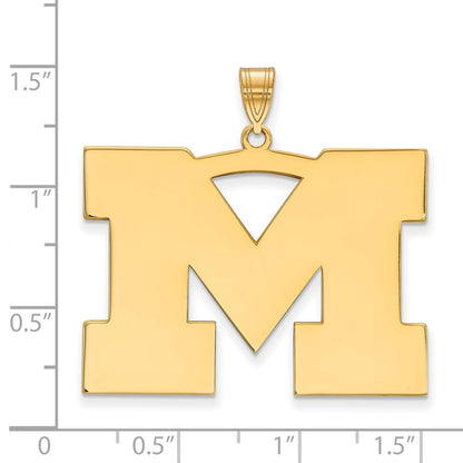 14K Yellow Gold Logoart University Of Michigan Letter M Extra Large Pendant