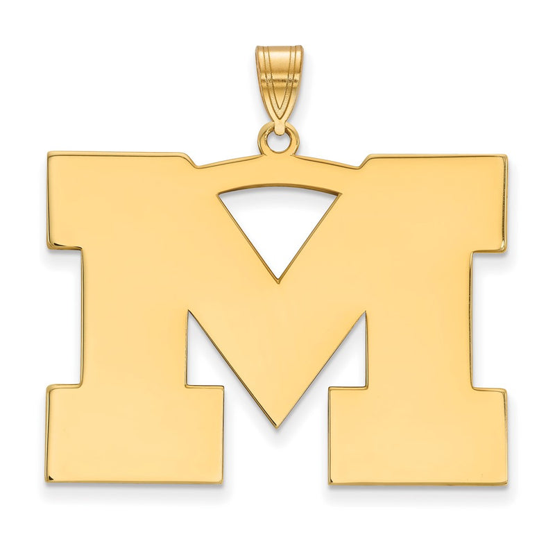 Gold Plated Sterling Silver Logoart University Of Michigan Letter M Extra Large Pendant