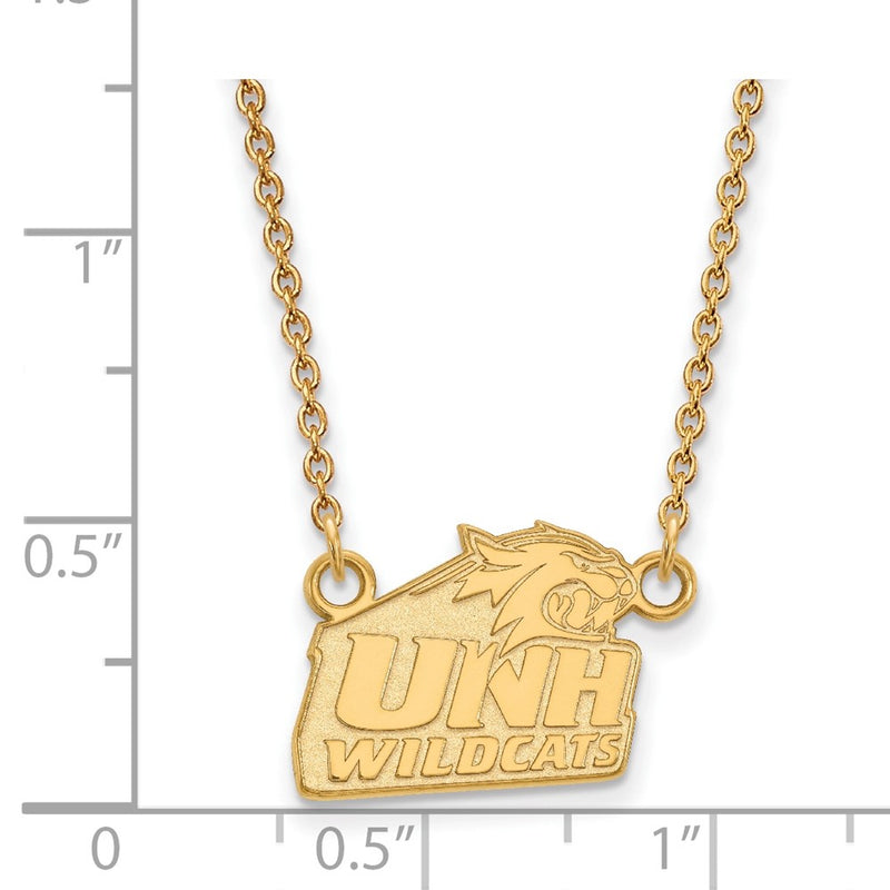 Gold Plated Sterling Silver Logoart University Of New Hampshire Small Pendant 18 Inch Necklace