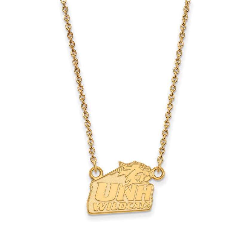 Gold Plated Sterling Silver Logoart University Of New Hampshire Small Pendant 18 Inch Necklace