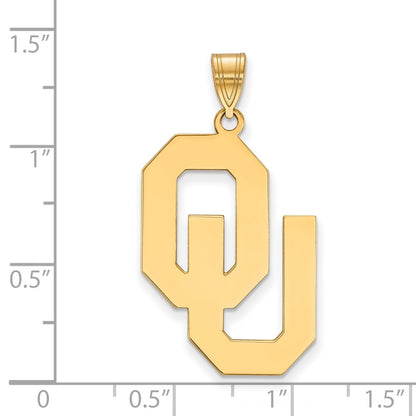 Gold Plated Sterling Silver Logoart University Of Oklahoma O U Extra Large Pendant