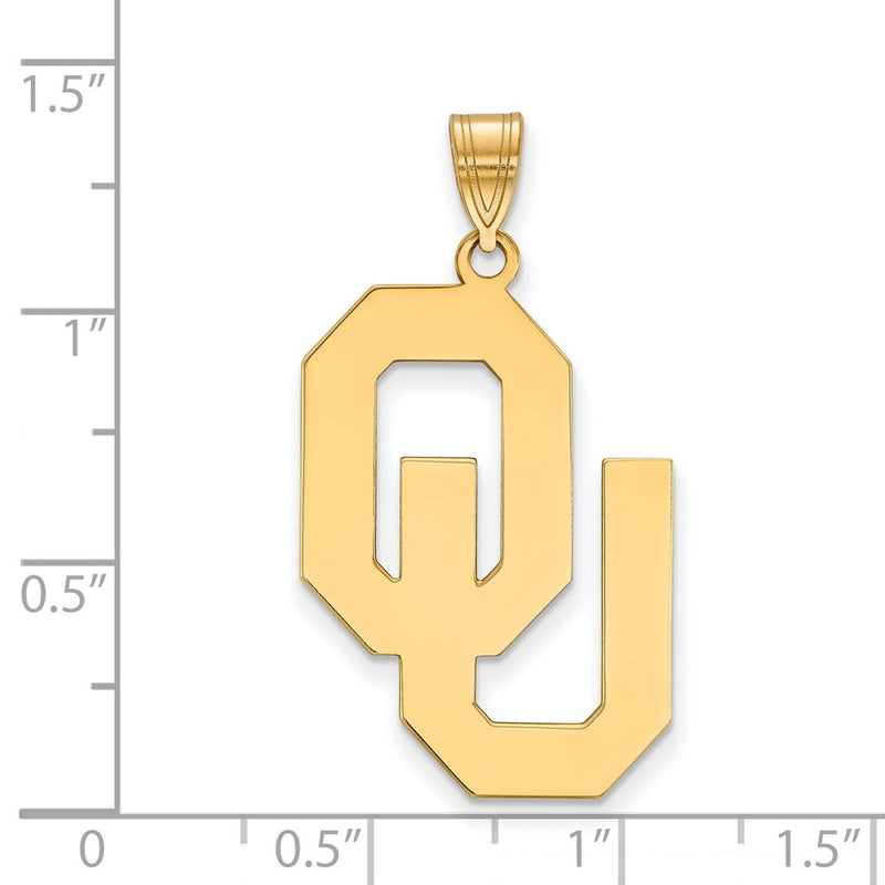 Gold Plated Sterling Silver Logoart University Of Oklahoma O U Extra Large Pendant