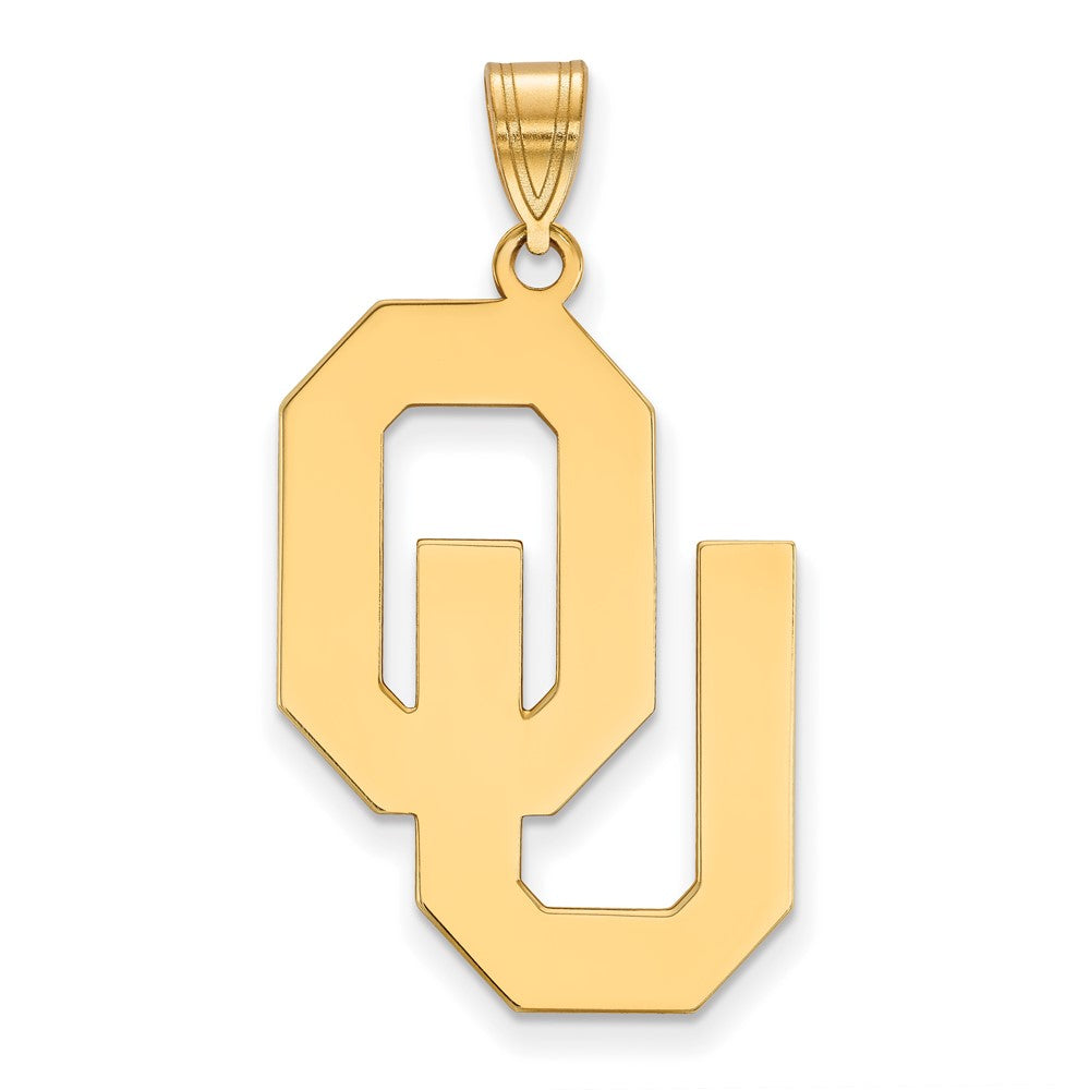 Gold Plated Sterling Silver Logoart University Of Oklahoma O U Extra Large Pendant
