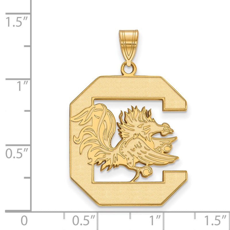 Gold Plated Sterling Silver Logoart University Of South Carolina Extra Large Pendant
