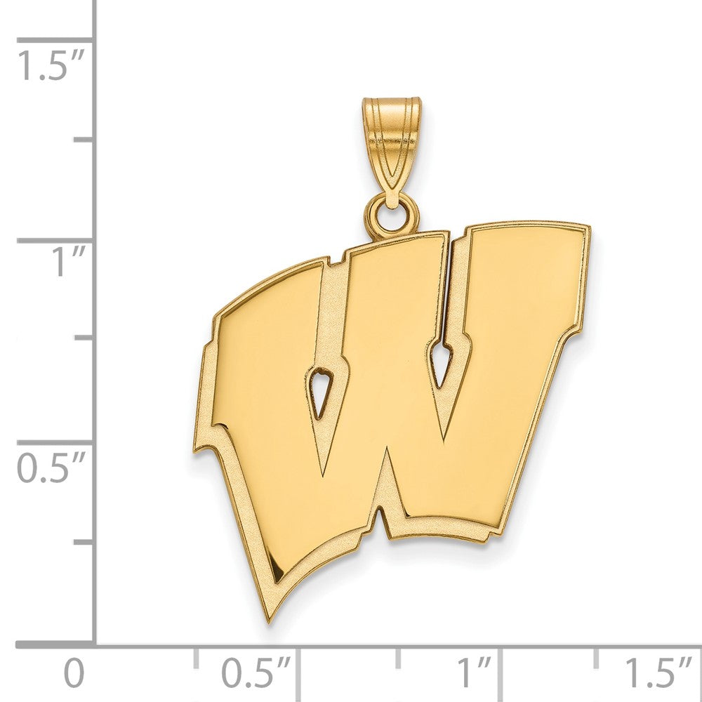 Gold Plated Sterling Silver Logoart University Of Wisconsin Letter W Extra Large Pendant