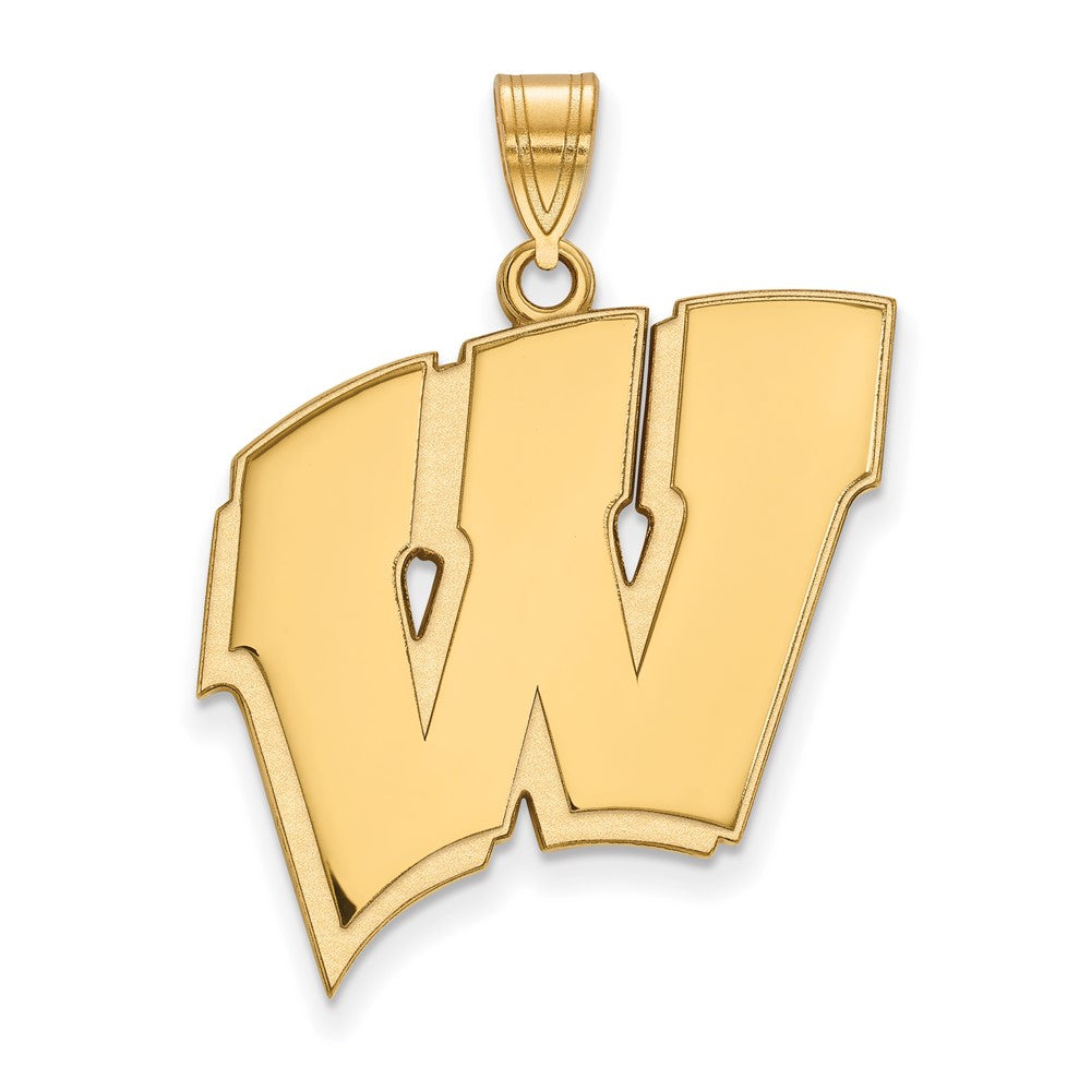 Gold Plated Sterling Silver Logoart University Of Wisconsin Letter W Extra Large Pendant