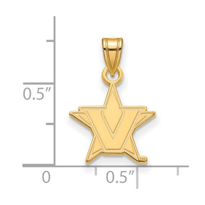 Gold Plated Sterling Silver Gp Logoart Vanderbilt University Small Pendant