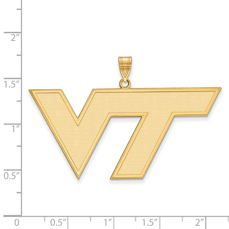 10K Yellow Gold Logoart Virginia Tech V T Extra Large Pendant