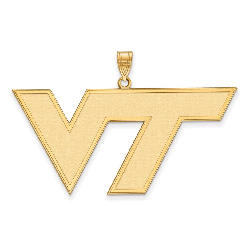 Gold Plated Sterling Silver Logoart Virginia Tech V T Extra Large Pendant