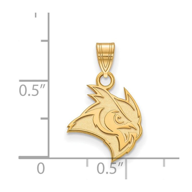Gold Plated Sterling Silver Logoart Rice University Owl Small Pendant