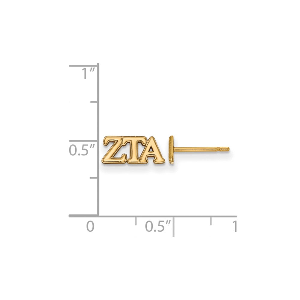 Gold Plated Sterling Silver Logoart Zeta Tau Alpha Sorority Greek Letters Extra Small Post Earrings
