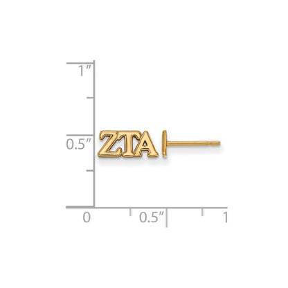 Gold Plated Sterling Silver Logoart Zeta Tau Alpha Sorority Greek Letters Extra Small Post Earrings