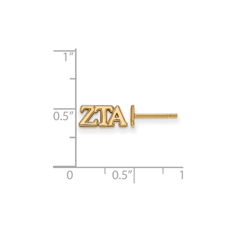 Gold Plated Sterling Silver Logoart Zeta Tau Alpha Sorority Greek Letters Extra Small Post Earrings