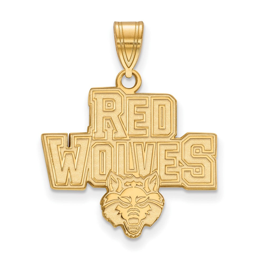 Gold Plated Sterling Silver Logoart Arkansas State University Red Wolves Large Pendant