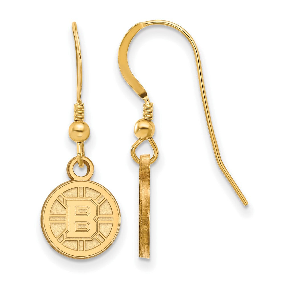Gold Plated Sterling Silver Nhl Logoart Boston Bruins Extra Small Dangle Earrings