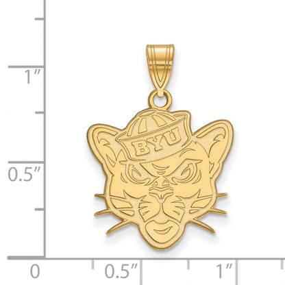 14K Yellow Gold Logoart Brigham Young University Cougar Large Pendant