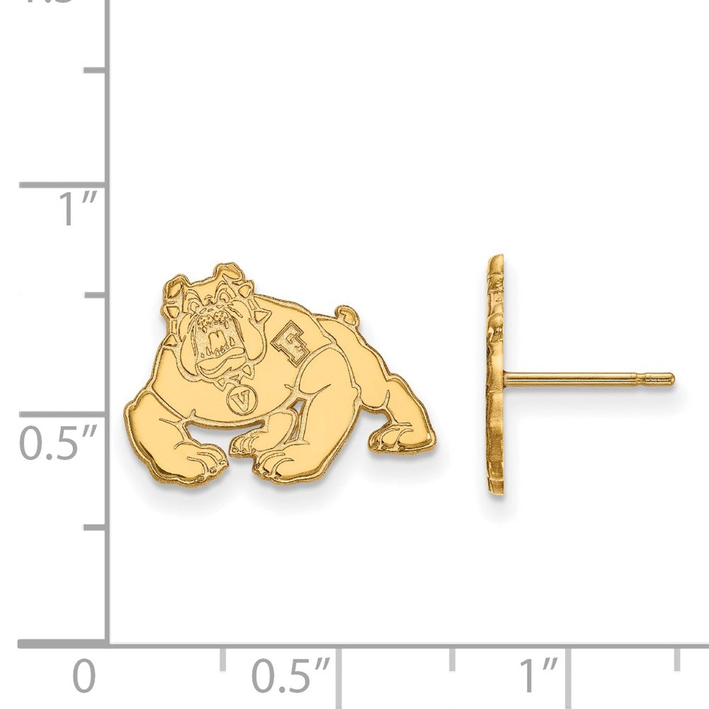 Gold Plated Sterling Silver Logoart California State University Fresno Bulldog Small Post Earrings