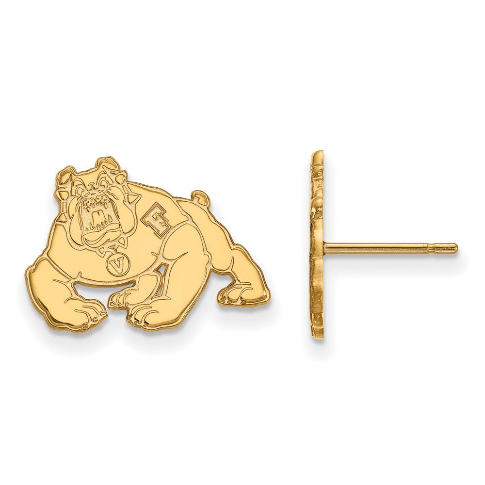 14K Yellow Gold Logoart California State University Fresno Bulldog Small Post Earrings