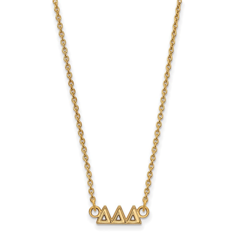 Gold Plated Sterling Silver Logoart Delta Sorority Greek Letters Extra Small Pendant 18 Inch Necklace