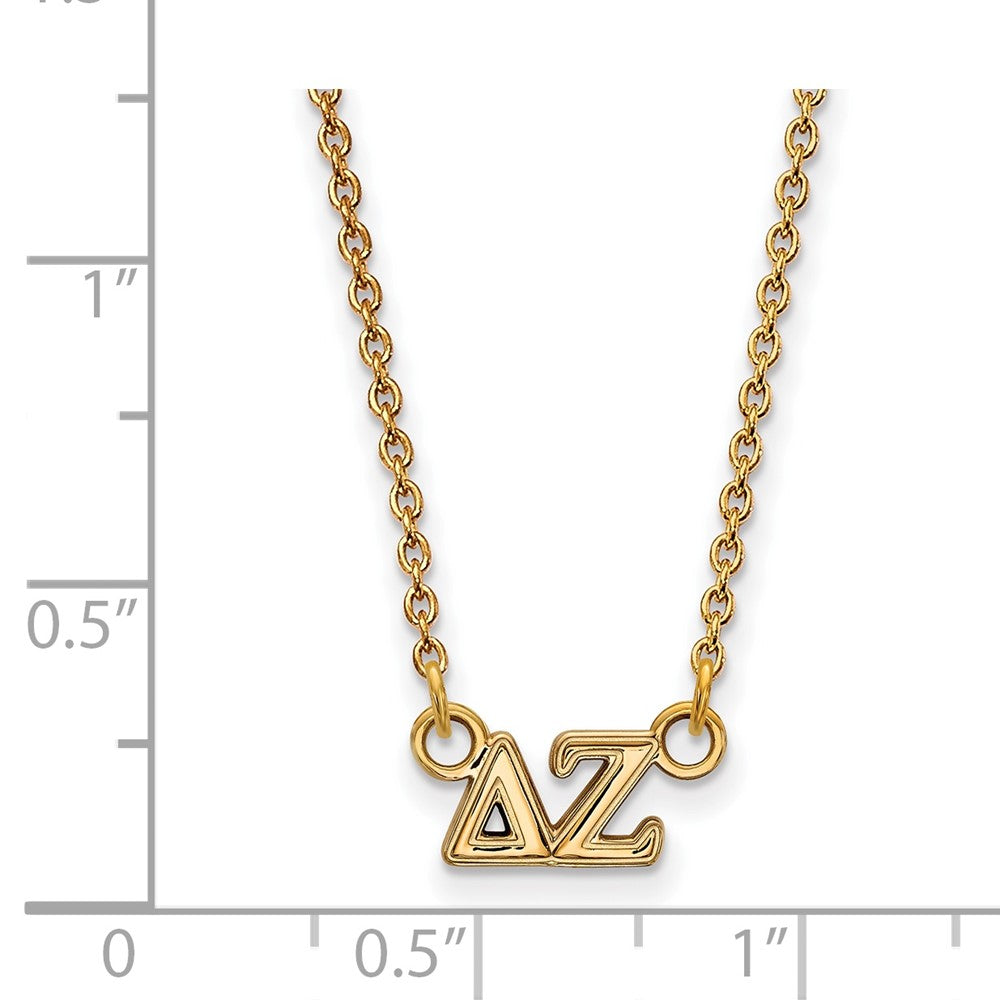 Gold Plated Sterling Silver Logoart Delta Zeta Sorority Greek Letters Extra Small Pendant 18 Inch Necklace