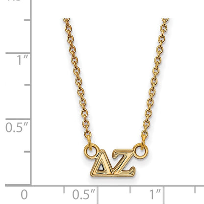 Gold Plated Sterling Silver Logoart Delta Zeta Sorority Greek Letters Extra Small Pendant 18 Inch Necklace