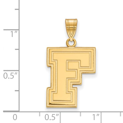 Gold Plated Sterling Silver Logoart Fordham University Letter F Large Pendant
