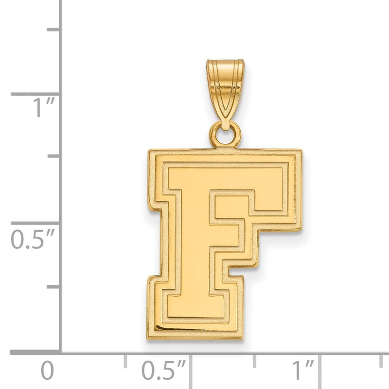 Gold Plated Sterling Silver Logoart Fordham University Letter F Large Pendant