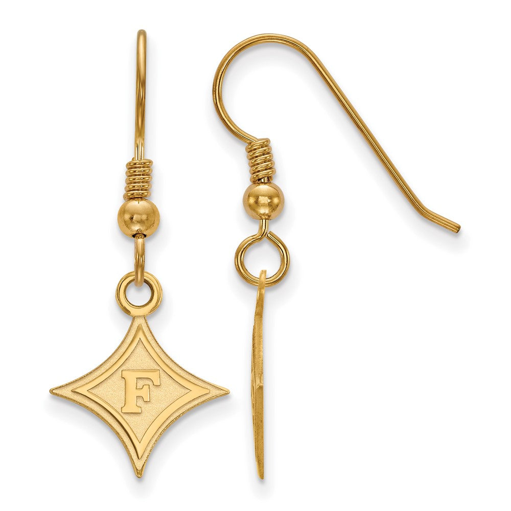 Gold Plated Sterling Silver Logoart Furman University Small Dangle Wire Earrings